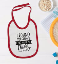 BK Kids Kişiye Özel His Name Is Daddy Tasarımlı Kırmızı Bebek Mama Önlüğü-1