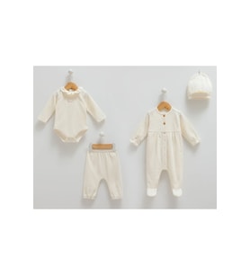 Caramell %100 Pamuk My Baby 4'lü Set 56-62 cm 1-3 Ay Ekru CRML.EKR.ZK1291