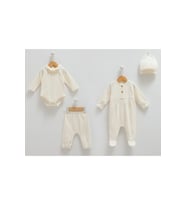 Caramell %100 Pamuk My Baby 4'lü Set 56-62 cm 1-3 Ay Ekru CRML.EKR.ZK1291