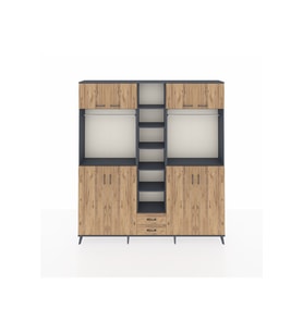 Arges Gardrop 14 Raflı 2 Çekmeceli 2 Askılı 220x30x243 Antrasit-Çam