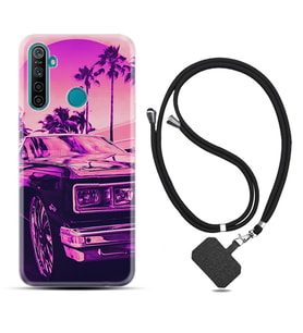 Realme 5i 5 Pro 6i 7 Pro 8 Kılıf Boyun Askılı Silikon Mor Araba 1711