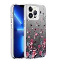 Apple iPhone 13 Pro Max Kılıf Desenli Zore Silver Sert Kılıf Çiçek
