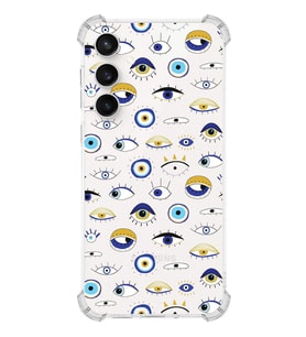 PrintiFy Samsung Galaxy S23 Fe Uyumlu Nazar Boncuğu 2 Baskılı Şeffaf Köşe Korumalı Antişok Kılıf