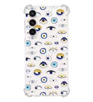 PrintiFy Samsung Galaxy S23 Fe Uyumlu Nazar Boncuğu 2 Baskılı Şeffaf Köşe Korumalı Antişok Kılıf
