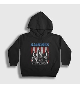 Presmono Unisex Çocuk Siyah Go Ramones Kapüşonlu Sweatshirt 169637tt