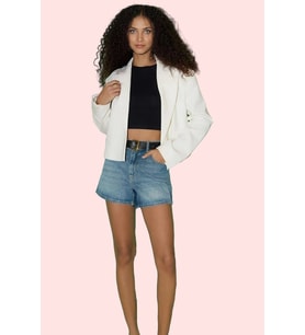 Kadın Şort Denim Düz Desen Pamuklu Kısa Boy Geniş Paça Günlük Tarz Yaz Aylarının Vazgeçilmezi (Mavi)