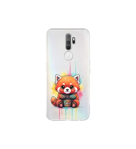 Oppo A5 2020 ile Uyumlu Splash Tilki Tasarımlı Şeffaf Silikon Kılıf