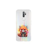 Oppo A5 2020 ile Uyumlu Splash Tilki Tasarımlı Şeffaf Silikon Kılıf