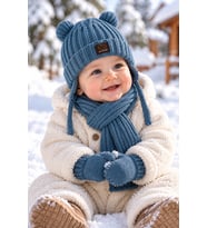KİTTİ 26150-07 0-18 AY ERKEK BEBEK ATKI BERE ELDİVEN SET