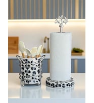 Kaşıklık - Kağıt Havluluk 2'li Set Gri Leopar Gümüş