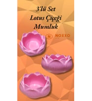 3 lü Lotus Çiçeği Mumluk Seti - Dekoratif Tealight Mumluk Beton Pembe