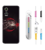 General Mobile GM 21 Pro GM 22 Pro Plus Kılıf Kablo Koruma Spiral Silikon Kurt ve Ay Yıldız 1403