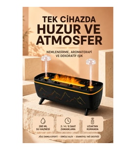 Mey İthalat® Jöle Yağmur Efektli Hava Nemlendirici 280 ML Aromaterapi Difüzörü Alev Efektli
