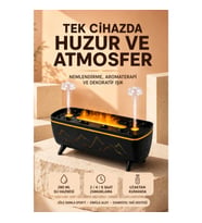Mey İthalat® Jöle Yağmur Efektli Hava Nemlendirici 280 ML Aromaterapi Difüzörü Alev Efektli
