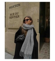 Kadın Özel Karışımlı Akrilik Atkı Şal (Düz Gri)