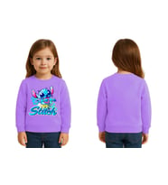 Unisex Stitch Baskılı Çocuk Swaetshirt 3 İplik Şardonlu (Lila)