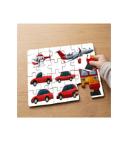 Kırmızı Araçlar Tasarımlı 24 Parça Ahşap Çocuk Puzzle MPK0432