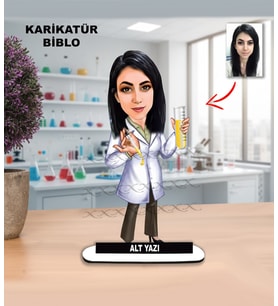 Kişiye Özel Kimyager & Laborant Karikatür Biblo - İsme Özel Hediye