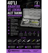 40 Parça Lokma Anahtar Seti Ayna Yüzey Karbon Çelik Dayanıklı Tamir Takımı