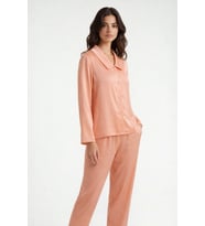 Amoris Somon Uzun Saten Pijama Takımı