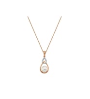Zirkon Taşlı Damla İçinde Doğal İnci Kolye (Rose)