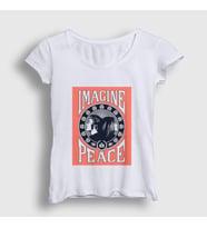 Presmono Kadın Beyaz Peace Beatles John Lennon T-Shirt 34990tt