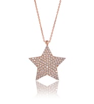 Yıldız Kolye 925 Ayar Kolye Zincir Zirkon Taşlı Kolye (Rose)