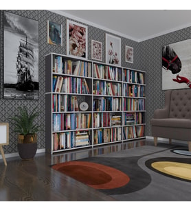 Kenzlife kitaplık süper ga 150*240*19 gri 5 katlı 3 bölme çift bölme opsiyonlu ofis mutfak banyo dolabı arkalıksız