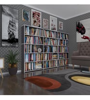 Kenzlife kitaplık süper ga 150*240*19 gri 5 katlı 3 bölme çift bölme opsiyonlu ofis mutfak banyo dolabı arkalıksız
