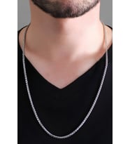 İnce Spor Model Erkek Çelik Kolye Zincir Tilki Kuyruğu 3mm 55cm acb01k