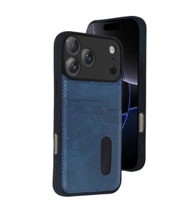 Apple İphone 17 Pro Sara Kartvizitli Deri Kılıf - Lacivert