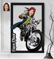 Kişiye Özel 3D  Ahşap Tablo Motorcu Kadın 30x40 -1