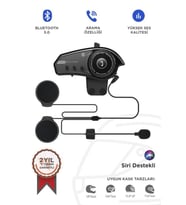 Torima BT-35 Siyah 5.0 Bluetooth Motosiklet Kulaklığı Intercom Siyah Motorsiklet Kulaklık
