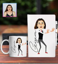 Kişiye Özel Karikatür Tasarım Defter Kalem Kupa Hediye Seti 96284