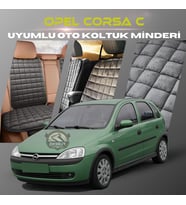 Opel Corsa C Antrasit Renk Tay Tüyü Cepli & Terletmez Sırtlı Oto Koltuk Minder Seti - Koltuk Koruma Kılıfı (ÖN & ARKA TAM SET)