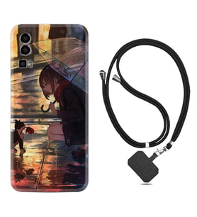 General Mobile Gm 23 Kılıf Silikon Boyun Askılı İpli Desenli Silikon Kız ve Kedi 1762