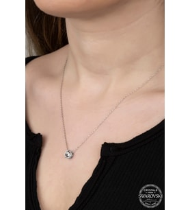 SWAROVSKİ CRYSTAL TEK TAŞ  925 AYAR GÜMÜŞ KOLYE
