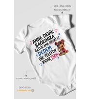 Anneye ve dedeye özel Kısa Kollu Bebek Body %100 Pamuk