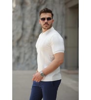 pilelistore- Erkek Hemşire Yaka Kısa Kollu Tişört (Beyaz)