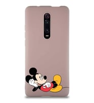 Xiaomi Redmi K20 Pro Soft Premier Kapak Mickey Mouse-F Tasarımlı Silikon Kılıf - Pudra (Şeffaf)