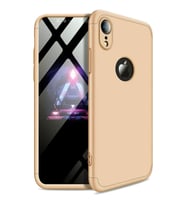 Apple iPhone XR Uyumlu GKK Kılıf 360 Derece Tam Koruma (Gold)