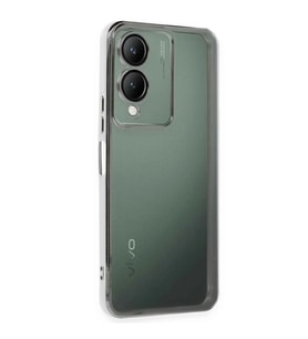 Vivo Y17s Kılıf Razer Lensli Silikon - Gümüş