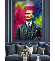 Modern Mustafa Kemal Atatürk Portresi Dekoratif Kanvas - Mdf Ahşap Tablo
