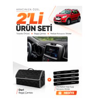 DAIHATSU TERIOS (2006-2011) Uyumlu Torpido Örtüsü + Deri Bagaj Çantası + Sticker Seti - Siyah Gri