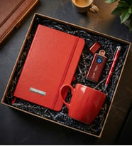Kişiye Özel USB Çakmak & Defter & Kupa & Kalem Premium Hediye Seti Kırmızı