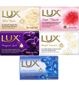 Lux Sabun 80GR (Karma 5 Li Set) Soft Touch/Velvet Touch/Magicial Spell/Aqua Sparke/Bright Impress