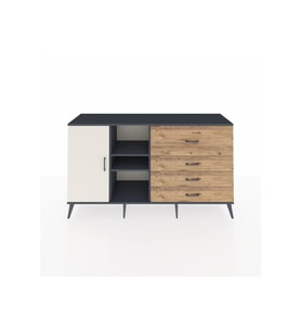 Kronos Konsol 4 Raflı 4 Çekmeceli Tek Kapaklı  176x59x99 Antrasit-Aytaşı/Çam
