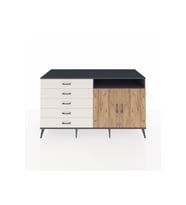 Kronos Konsol 2 Raflı 5 Çekmeceli 2 Kapaklı 176x59x99 Antrasit-Çam/Aytaşı