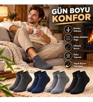 Giyim Erkek Bambu Patik Çorap 8'li Set Yumuşak Dikişsiz Nefes Alan Sıkmayan Lastikli Günlük Rahat Ço