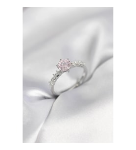 Mey İthalat® Gümüş Renk Pembe Tek Taş Model Zirkon Taşlı Kadın Yüzük
